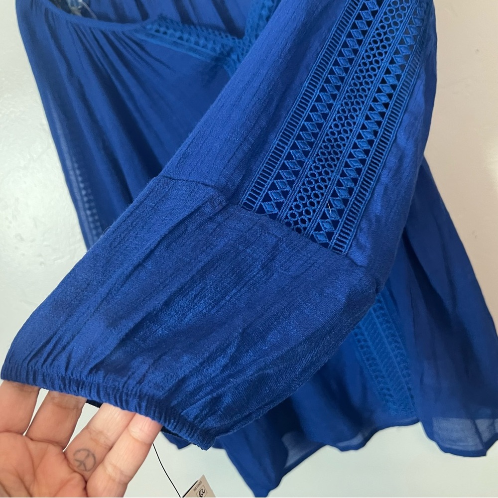 NWT AGB Royal Blue Blouse Women’s Size L Boho - Picture 4 of 8
